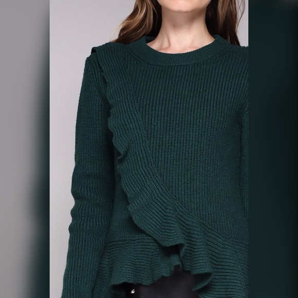 🛍LAST 1!  Asymmetric Ruffled Emerald Sweater! - Picture 7 of 7